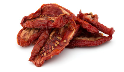 Dried tomatoes isolated on white background cutout