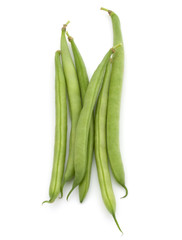 Green beans handful isolated on white background cutout