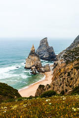 Fototapeta na wymiar Ursa Beach - Viewpoint at the coast of Portugal near Cabo da Roca, Cape Roca. Sintra