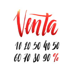 Obraz premium Sale Spanish Hand lettering Design Template. Typography Vector B