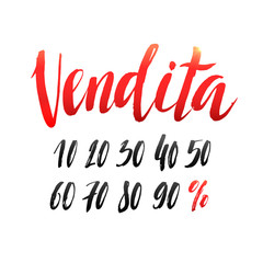 Sale Italian Hand lettering Design Template. Typography Vector B