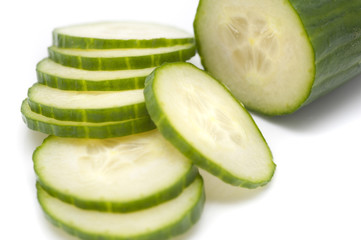 Fresh nutritious cucumber with cut slices
