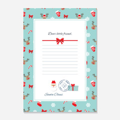 Christmas letter from Santa Claus template. layout in A4 size. Pattern with Deer added in swatches.