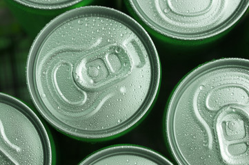 Close-up of several cans