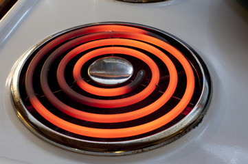 Red hot glowing hot plate