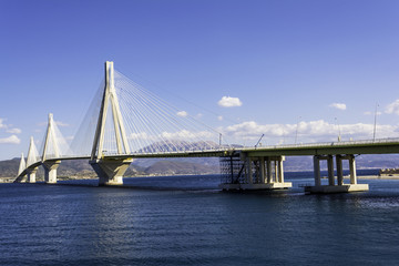 Obraz premium Cable-stayed suspension bridge crossing Corinth Gulf strait, Greece