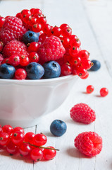 Assorted red and blue berries 
