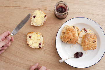 fresh scones and jam for tea