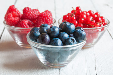 Assorted red and blue berries 