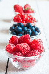 Assorted red and blue berries 