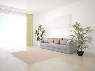 Mock up poster modern living room light.