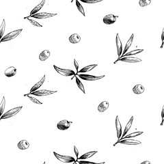 seamless vector pattern with olive branch