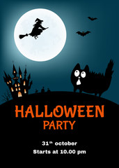 Halloween   party  poster  with  funny cat.