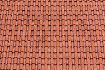 Closeup of the red clay roof tiles