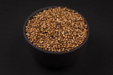 Coriander seeds in  small bowl
