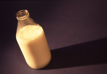 Glass bottle of cows milk