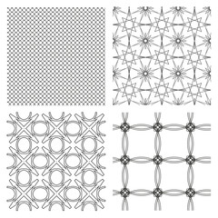 Set of 4 monochrome elegant seamless patterns