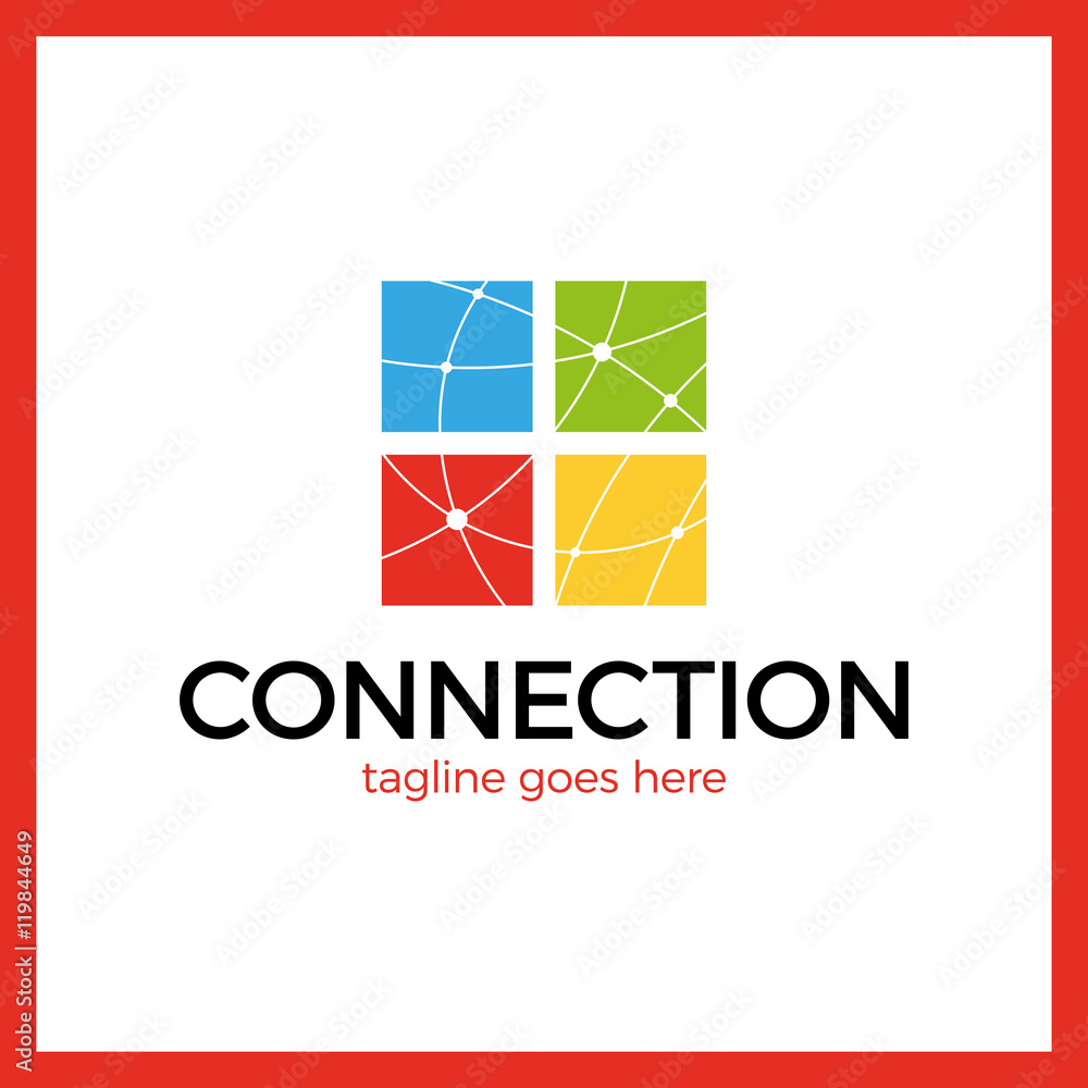 Poster design abstract four square logo element. crushing round rectangle pattern. connection digital line 