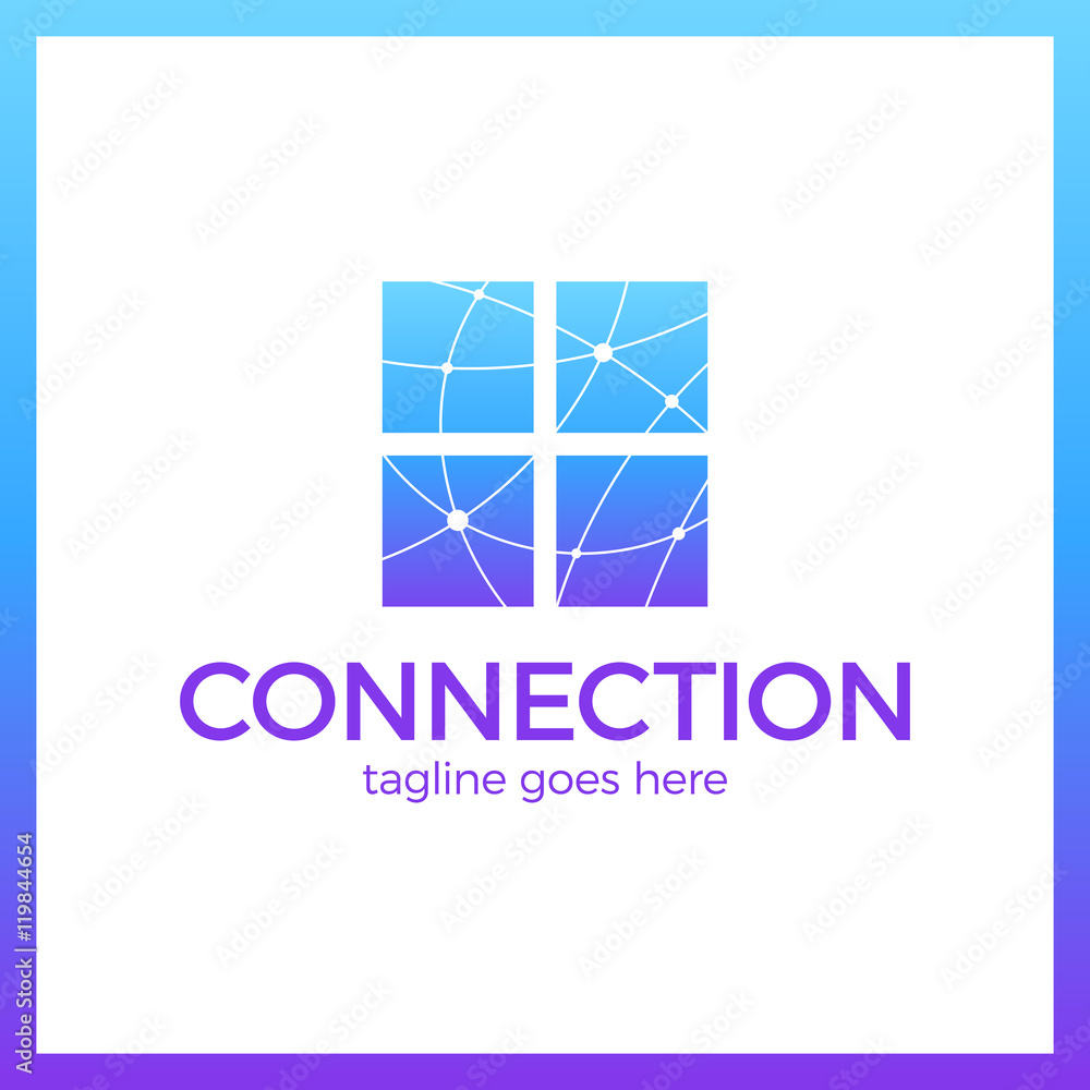 Poster design abstract four square logo element. crushing round rectangle pattern. connection digital line 