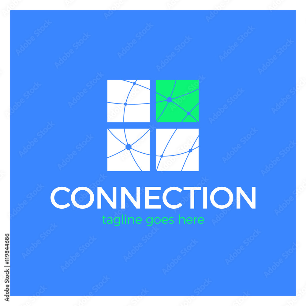 Poster design abstract four square logo element. crushing round rectangle pattern. connection digital line 