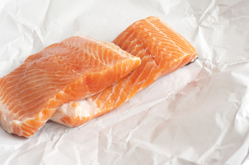 raw salmon in paper