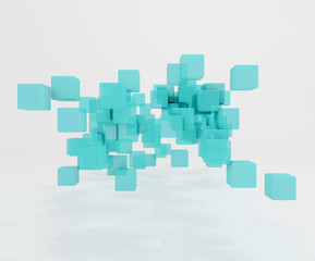 Fototapeta na wymiar 3D illustration - Blue cubes abstract background 