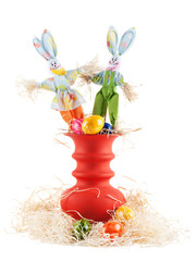 Decorative Easter bunnies in a vase