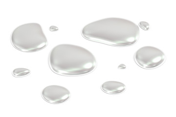 Mercury drops, 3D rendering