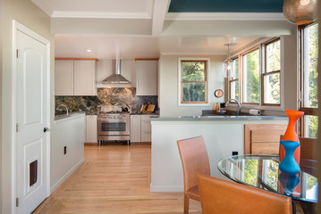 Kitchen natural wood cabinets