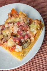 piece of pizza in a plate