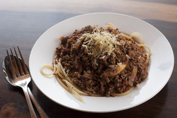 Spaghetti with Italian Bolognese sauce