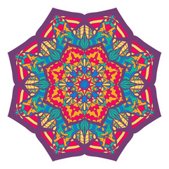 Beautiful colorful arabic geometric ornament round pattern
