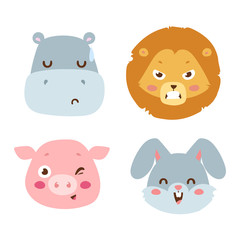 Animal emotion avatar vector icon