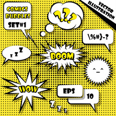 Comic style speech bubbles set #1. Vector Illustration