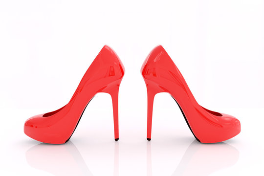 3D rendering of a pair of red high heel