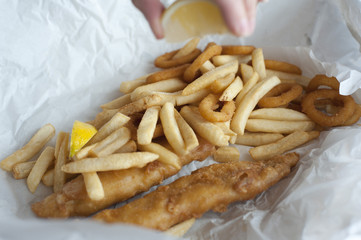 Fried fish and chips fast food