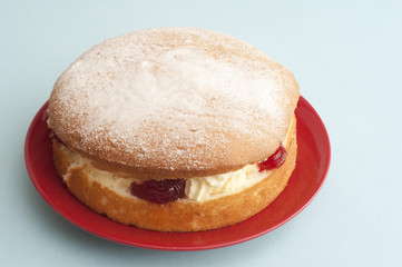 Jam sponge cake with cream filling