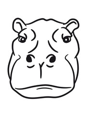 head face hippopotamus thick water swim thick large lake tümpel comic cartoon