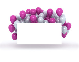 Purple Bunch of Happy Birthday Balloons Flying for Party and Celebrations. 3D rendering