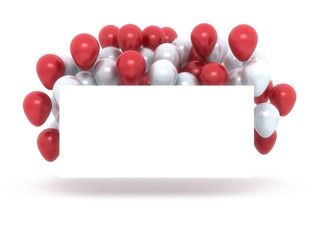 Blank card and bunch of happy birthday balloons