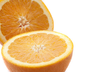 Sliced halved fresh orange
