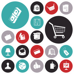 Flat design icons for business and finance.