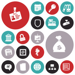 Flat design icons for business and finance.