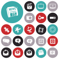 Flat design icons for media