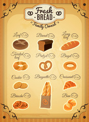 Vintage Style Bakery Price List Poster 