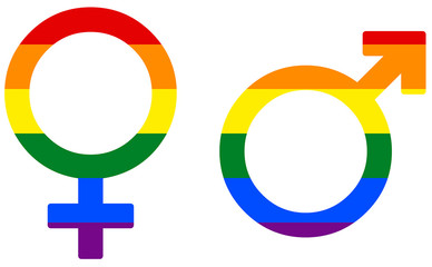 rainbow gay gender sex symbol male and female isolated