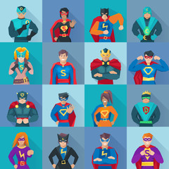 Superhero Square Icons Set  © Macrovector