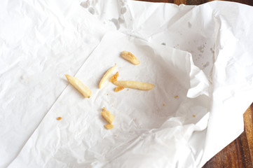 Remnants of an unhealthy takeaway snack