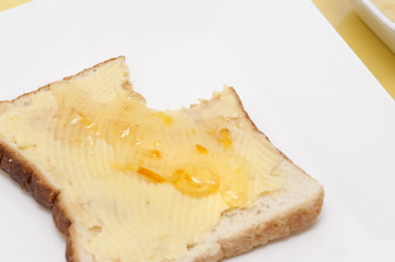 Slice of breakfast toast and marmalade