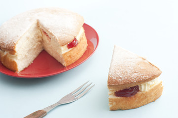Victoria sponge cake slice